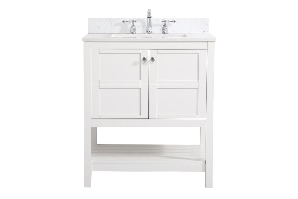 30 Inch Single Bathroom Vanity In White With Backsplash Vf16430wh Bs Bright City Lights - 30 Inch White Bathroom Vanity Backsplash